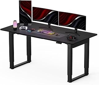 SANODESK Escritorio Regulable en Altura (160x75 cm) - Escritorio para Juegos, Gaming Mesa, Escritorio eléctrico con 4 Pata...