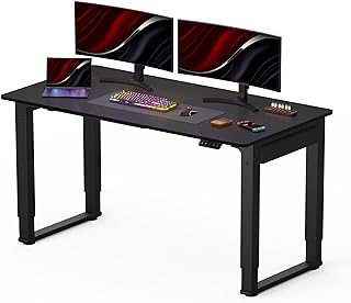 SANODESK Escritorio Regulable en Altura (140x70 cm) - Escritorio para Juegos, Gaming Mesa, Escritorio eléctrico con 4 Pata...