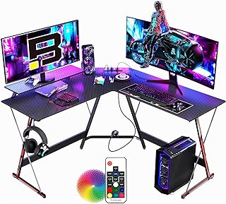 Anuncio patrocinado: BEXEVUE Escritorio de Esquina Gaming LED Regleta Enchufes – 128x128 cm Mesa Gamer en Forma de L con L...