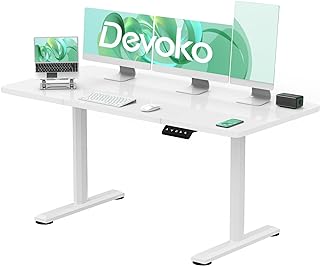 Devoko Escritorio Elevable Eléctrico con Tablero 160 x 70cm, Escritorio Regulable en Altura 73-118cm, 2 Opciones de Memori...