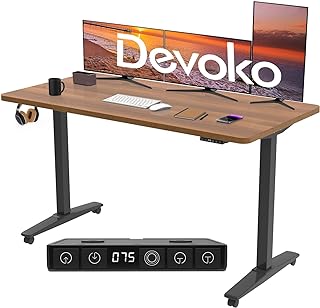 Devoko Escritorio Eelevable Eléctrico 140x70cm Mesa Regulable Altura Rango 75-120cm Escritorio de Pie Ajustable con Diseño...