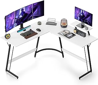 Cubiker Escritorio de Esquina Gaming Gamer - 130 * 130 cm Mesa en Forma L con Soporte para Monitor, Gran Espacio de Almace...