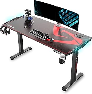 EUREKA ERGONOMIC Mesa Gaming LED Mesa Elevable 166x70cm Escritorio de Altura Regulable Eléctrico con 4 Botones de Memoria ...