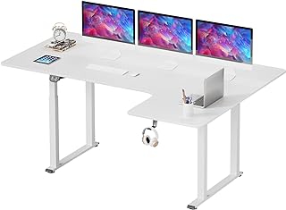 Dripex Escritorio Elevable Eléctrico 180x110cm, Mesa Escritorio Forma L, Standing Desk con 4 Patas, Escritorio Ajustable e...