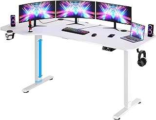 CASARIA® Escritorio Ajustable en Altura Acero Función Memoria 160x75cm Pantalla LCD Mesa Gaming Ergonómica Oficina