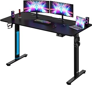 CASARIA® Escritorio Ajustable en Altura Acero Función Memoria 140x60cm Pantalla LCD Mesa Gaming Ergonómica Oficina