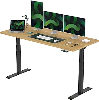 FLEXISPOT E6 Escritorio de Pie Eléctrico con Tablero Entero(Arce,180X80cm)｜Standing Desk Elevable Ajustable en Altura 58-1...