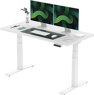 FLEXISPOT E6 Escritorio de Pie Eléctrico con Tablero Entero(Blanco,140X80cm)｜Standing Desk Elevable Ajustable en Altura 5...