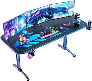 Himimi 160x75x75 cm Mesa Gaming Desk, Ergonómica Mesa de Juegos electrónicos PC Gaming Escritorios, Computer Tablas con Al...