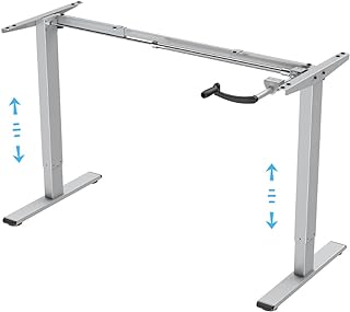 E.For.U® MT20 Estructura de Escritorio de Altura Regulable con manivela, sin Tablero (Manual, Plateado)